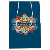 レトロスタイルカップケーズスイートデザート誕生日 ミディアムペーパーバッグ (正面)