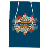 レトロスタイルカップケーズスイートデザート誕生日 ミディアムペーパーバッグ (裏面)