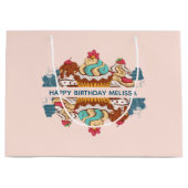 レトロスタイルカップケーズスイートデザート誕生日 ラージペーパーバッグ (正面)