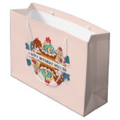 レトロスタイルカップケーズスイートデザート誕生日 ラージペーパーバッグ (裏面アングル)