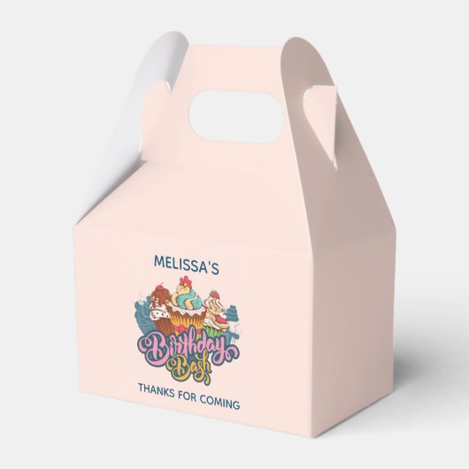 レトロスタイルカップケーズスイートデザート誕生日Bash フェイバーボックス (正面サイド)