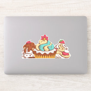 レトロスタイルカップケーズスイートデザート シール