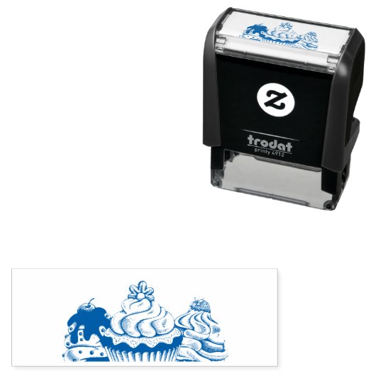 レトロスタイルカップケーズスイートデザート セルフインキングスタンプ (インサイチュ)