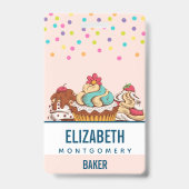 レトロスタイルカップケーズスイートデザート バッジ (裏面)