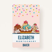 レトロスタイルカップケーズスイートデザート バッジ (裏面)