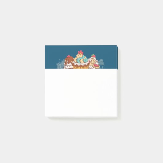 レトロスタイルカップケーズスイートデザート ポストイット (正面)