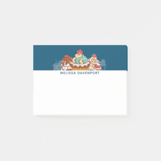 レトロスタイルカップケーズスイートデザート ポストイット (正面)