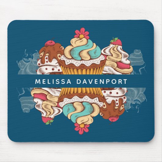 レトロスタイルカップケーズスイートデザート マウスパッド (正面)