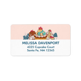 レトロスタイルカップケーズスイートデザート ラベル