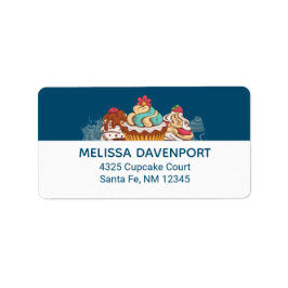 レトロスタイルカップケーズスイートデザート ラベル