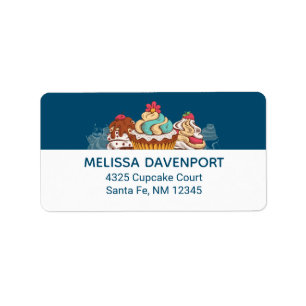 レトロスタイルカップケーズスイートデザート ラベル