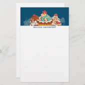 レトロスタイルカップケーズスイートデザート 便箋 (正面/裏面)