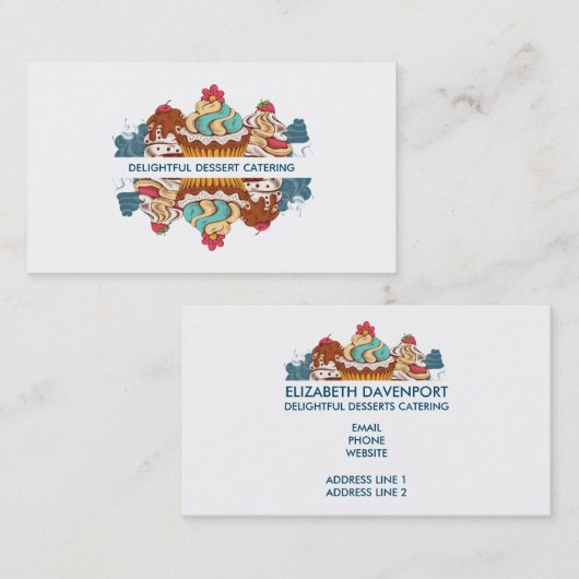 レトロスタイルカップケーズスイートデザート 名刺 (正面/裏面)
