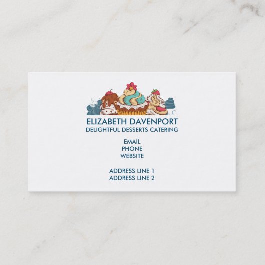 レトロスタイルカップケーズスイートデザート 名刺 (裏面)
