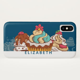 レトロスタイルカップケーズスイートデザート iPhone X ケース