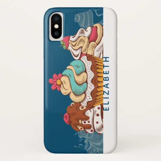 レトロスタイルカップケーズスイートデザート Case-Mate iPhoneケース (裏面)