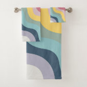 レトロスタイルカラフル対角波デザイン バスタオルセット (インサイチュ)