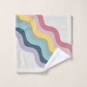 レトロスタイルカラフル対角波デザイン バスタオルセット (ウォッシュタオル)