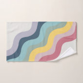 レトロスタイルカラフル対角波デザイン バスタオルセット (ハンドタオル)