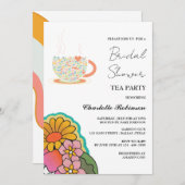 レトロスタイルガーデンティーパーティーブライダルシャワー 招待状 (正面/裏面)