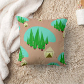 レトロスタイルキッチキャンピングイラストレーションパターン クッション (ブランケット)