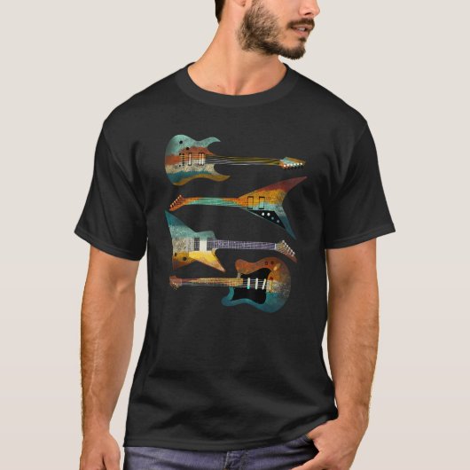 レトロスタイルギターミュージシャン、音楽動揺してVi Tシャツ (正面)