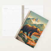 レトロスタイルクマの漫画と山脈ポスター プランナー手帳 (ディスプレー)