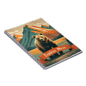 レトロスタイルクマの漫画と山脈 ノートブック (右側)