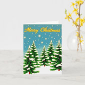 レトロスタイルクリスマスカード（木あり） カード (黄色い花)