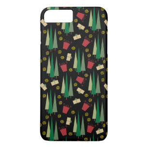 レトロスタイルクリスマスツリーとギフトパターン iPhone 8 PLUS/7 PLUSケース