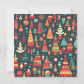 レトロスタイルクリスマスツリーと装飾 カード (正面)