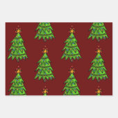 レトロスタイルクリスマスツリーラッピングクラフト紙 ラッピングペーパーシート (正面3)
