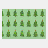 レトロスタイルクリスマスツリーラッピングクラフト紙 ラッピングペーパーシート (正面)