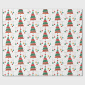 レトロスタイルクリスマスツリー ラッピングペーパー (フラット)