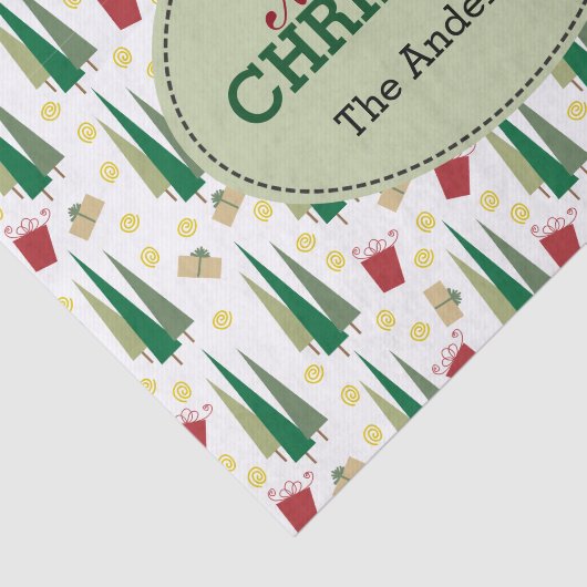 レトロスタイルクリスマスパターンパーソナライズされた、 薄葉紙 (詳細)