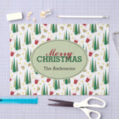 レトロスタイルクリスマスパターンパーソナライズされた、 薄葉紙 (クラフト)