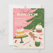 レトロスタイルクリスマスブランチ招待状。 招待状 (正面)