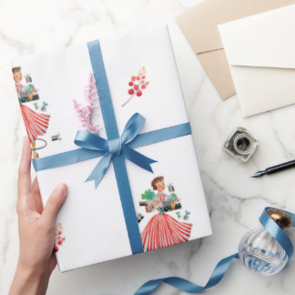 レトロスタイルクリスマスラップ ラッピングペーパー