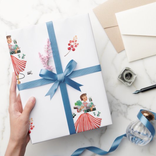 レトロスタイルクリスマスラップ ラッピングペーパー (ギフト)