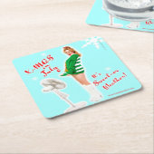 レトロスタイルクリスマスin 7月飲料用コースター スクエアペーパーコースター (アングル)