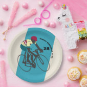 レトロスタイルサイクリング誕生日 ペーパープレート (パーティー)