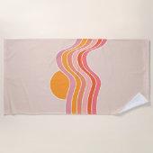 レトロスタイルサンライズイラストレーション ビーチタオル (正面)