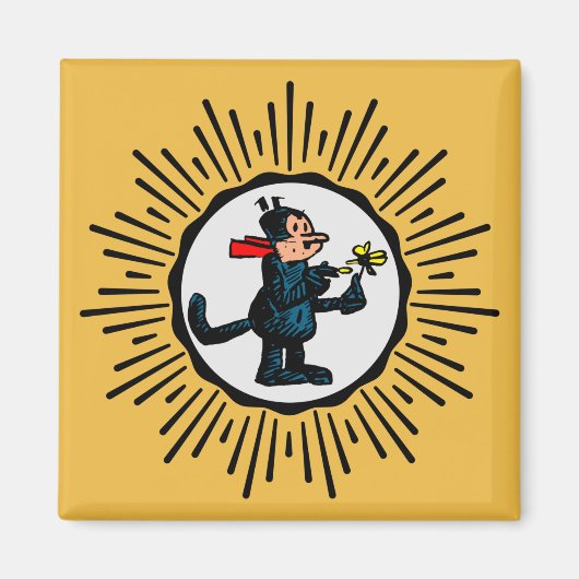 レトロスタイルスターバスト漫画猫角磁石 マグネット (正面)