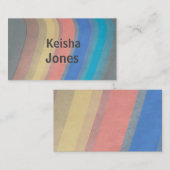 レトロスタイルストライプソットカラーオングレーデザイン 名刺 (正面/裏面)