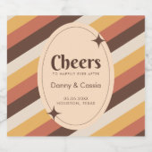 レトロスタイルストライプ70年代Groovy 70sヒッピー スパークリングワインラベル (シングルラベル)