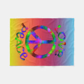 レトロスタイルタイダイ平和と愛 フリースブランケット (正面(横))