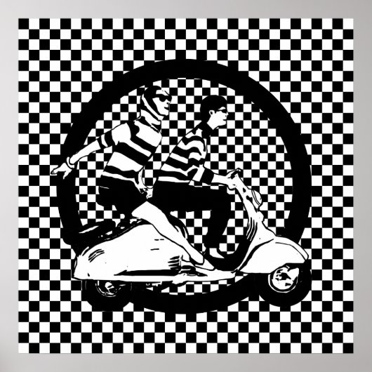 レトロスタイルチェックスクーター対 ポスター (正面)