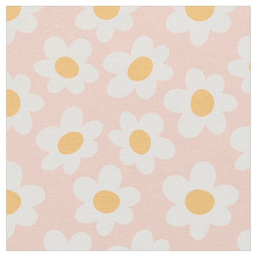 レトロスタイルデイジーの開花のピンクの背景 ファブリック (クローズアップ)