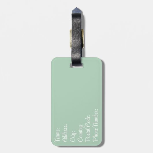 レトロスタイルデイジーの開花(緑) ラゲッジタグ (裏面縦)