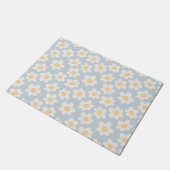 レトロスタイルデイジーの開花（青） ドアマット (アングル)